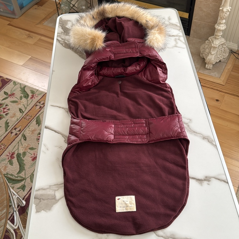 New Pajar Pup Zola dog jacket w/faux fur trimmed hood.  Size XXL. Color Merlot. - Picture 5 of 16